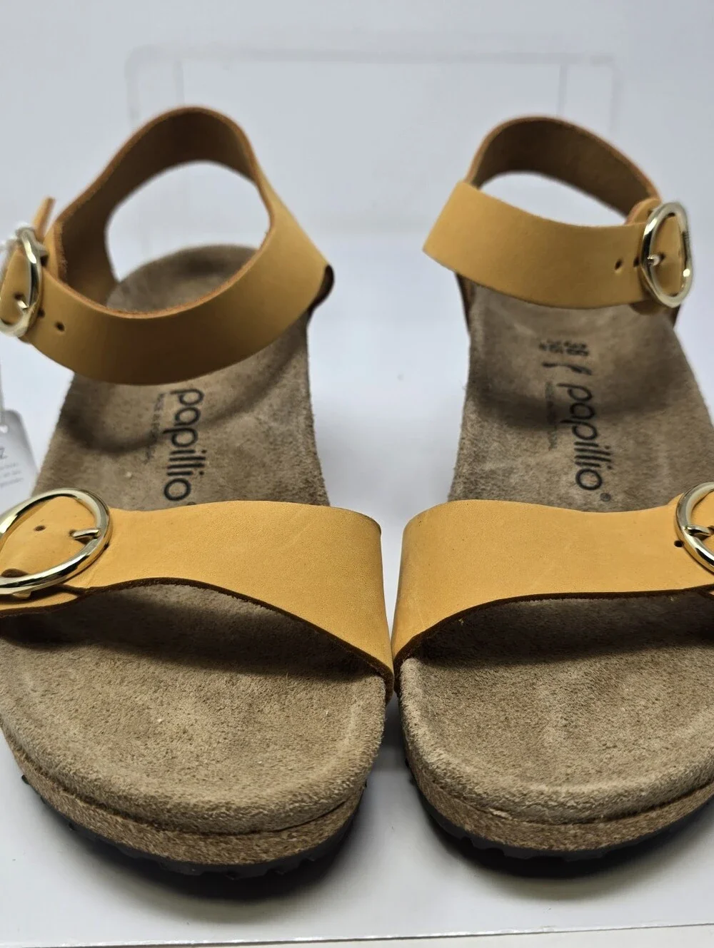 Papillio Birkenstock Womens 38 EU Size US 7 Soley Wedge Sandal Apricot Nubuck